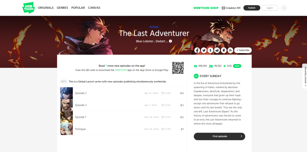 Movies and TV - Webtoons the last adventurer.